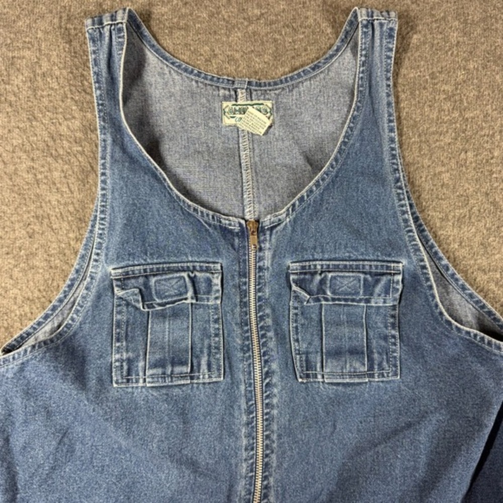 Vintage 90s Amilano Denim Cargo Mini Dress Full zip Womens Medium M Blue - Picture 2 of 8